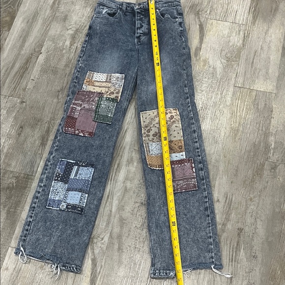 SO jeans super high rise dad jeans size 3/26W Patchwork Women Jeans juniors - Picture 3 of 10